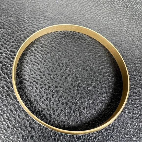 Vintage Brass Mother of Pearl Inlay Bangle Southwestern Boho Natural Shell - Picture 4 of 8